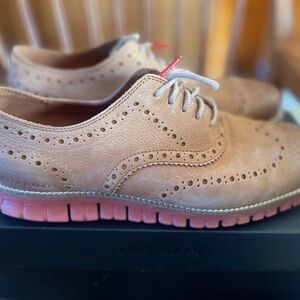 Cole Haan Men's Brown Wingtip Oxfords with Red Sole